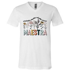 Spanish Teacher Cultivando Bilingues Maestra Language Teacher V-Neck T-Shirt