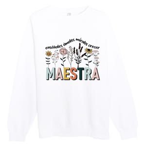 Spanish Teacher Cultivando Bilingues Maestra Language Teacher Premium Crewneck Sweatshirt