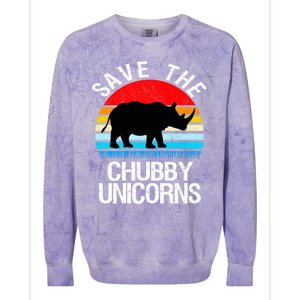 Save The Chubby Unicorns Retro Style Rhino Gift Colorblast Crewneck Sweatshirt