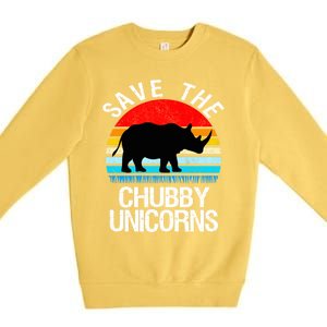 Save The Chubby Unicorns Retro Style Rhino Gift Premium Crewneck Sweatshirt