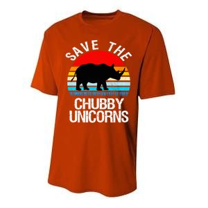 Save The Chubby Unicorns Retro Style Rhino Gift Performance Sprint T-Shirt