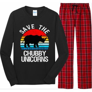 Save The Chubby Unicorns Retro Style Rhino Gift Long Sleeve Pajama Set