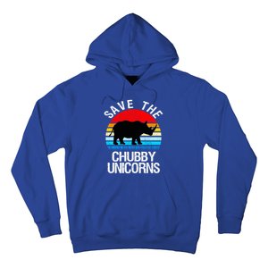 Save The Chubby Unicorns Retro Style Rhino Gift Hoodie