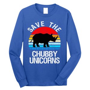 Save The Chubby Unicorns Retro Style Rhino Gift Long Sleeve Shirt