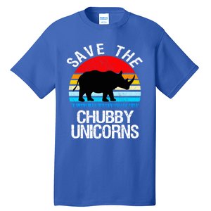 Save The Chubby Unicorns Retro Style Rhino Gift Tall T-Shirt