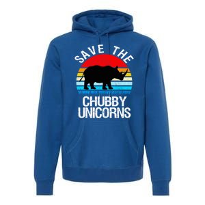 Save The Chubby Unicorns Retro Style Rhino Gift Premium Hoodie