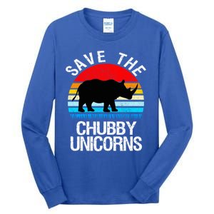 Save The Chubby Unicorns Retro Style Rhino Gift Tall Long Sleeve T-Shirt