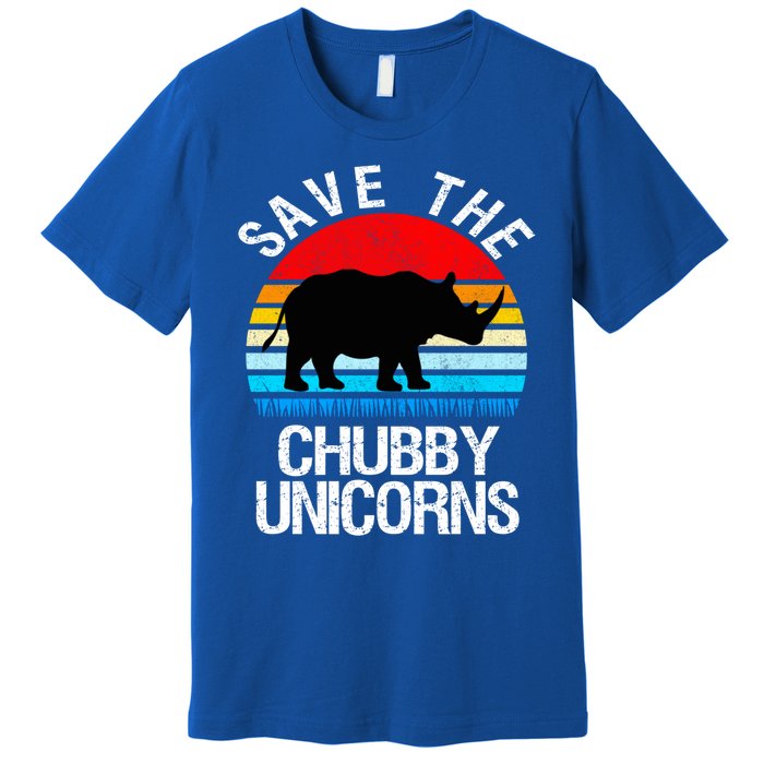 Save The Chubby Unicorns Retro Style Rhino Gift Premium T-Shirt