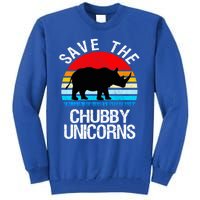 Save The Chubby Unicorns Retro Style Rhino Gift Tall Sweatshirt