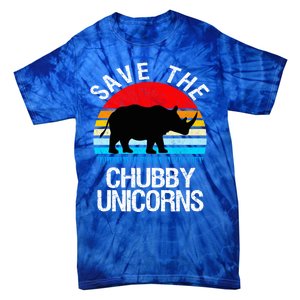 Save The Chubby Unicorns Retro Style Rhino Gift Tie-Dye T-Shirt