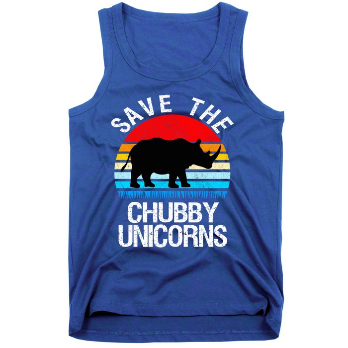 Save The Chubby Unicorns Retro Style Rhino Gift Tank Top