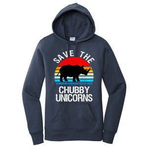 Save The Chubby Unicorns Retro Style Rhino Gift Women's Pullover Hoodie