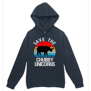 Save The Chubby Unicorns Retro Style Rhino Gift Urban Pullover Hoodie