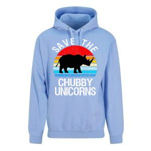 Save The Chubby Unicorns Retro Style Rhino Gift Unisex Surf Hoodie