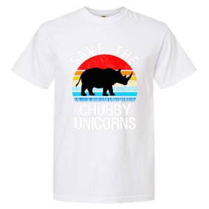 Save The Chubby Unicorns Retro Style Rhino Gift Garment-Dyed Heavyweight T-Shirt