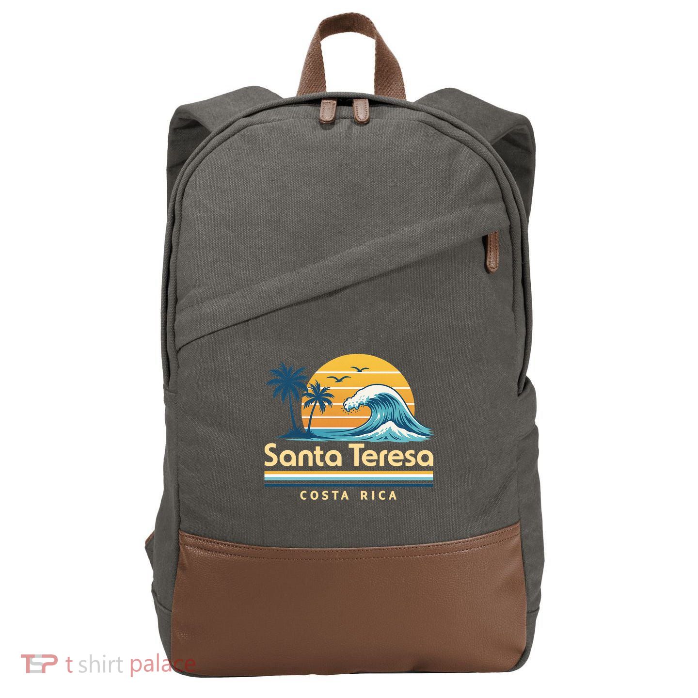 Santa Teresa Costa Rica Retro Wave Cotton Canvas Backpack