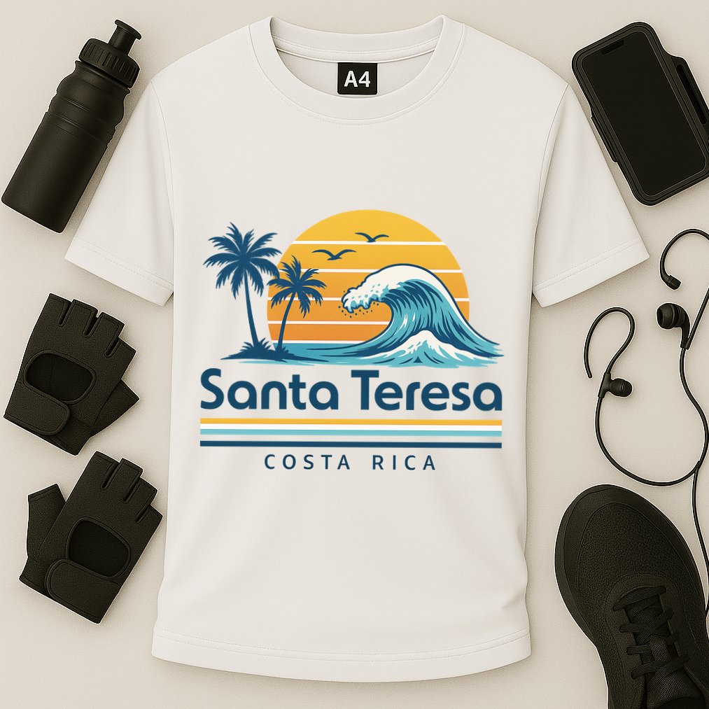 Santa Teresa Costa Rica Retro Wave Cooling Performance Crew T-Shirt