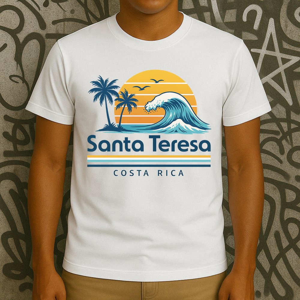 Santa Teresa Costa Rica Retro Wave T-Shirt