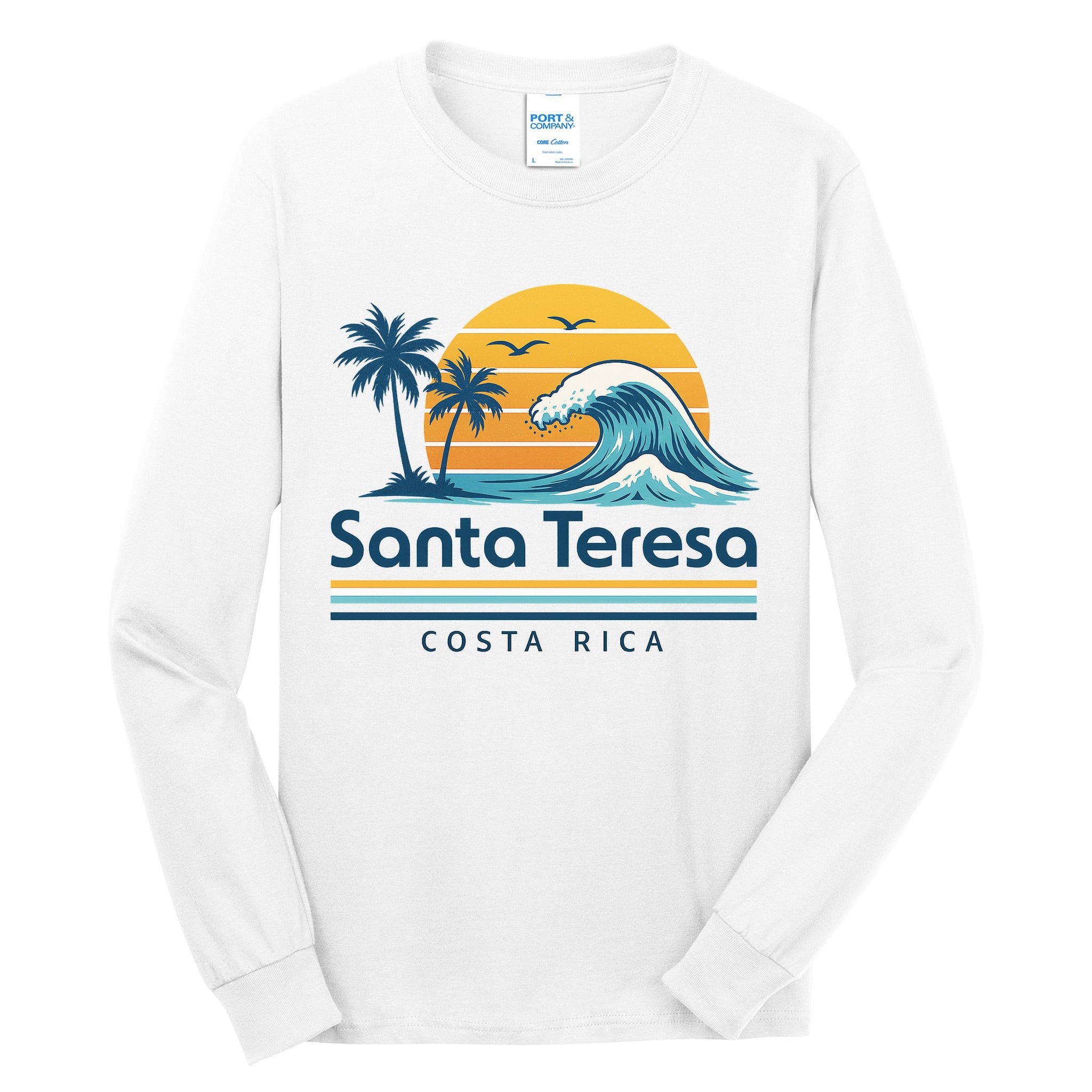 Santa Teresa Costa Rica Retro Wave Tall Long Sleeve T-Shirt
