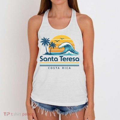 Santa Teresa Costa Rica Retro Wave Women's Knotted Racerback Tank