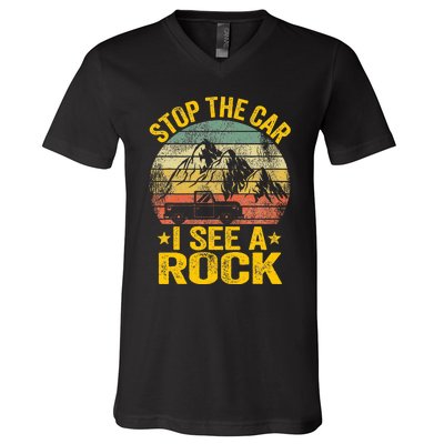 Stop The Car I See A Rock Collector Geology Funny Geologist V-Neck T-Shirt