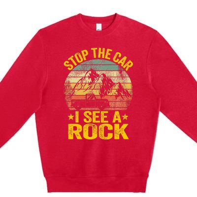 Stop The Car I See A Rock Collector Geology Funny Geologist Premium Crewneck Sweatshirt