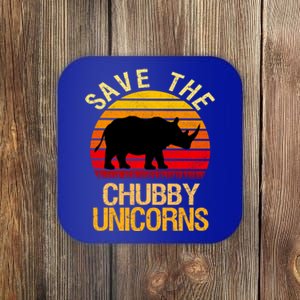 Save The Chubby Unicorns Retro Style Rhino Meaningful Gift Coaster