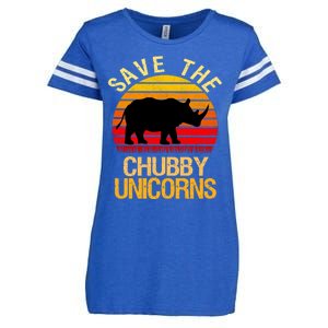 Save The Chubby Unicorns Retro Style Rhino Meaningful Gift Enza Ladies Jersey Football T-Shirt