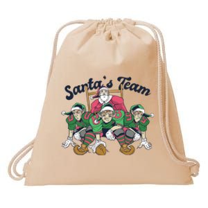 Santas Team Christmas Football Elf Team Drawstring Bag