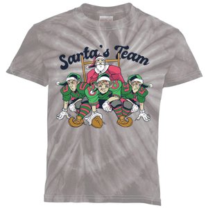 Santas Team Christmas Football Elf Team Kids Tie-Dye T-Shirt