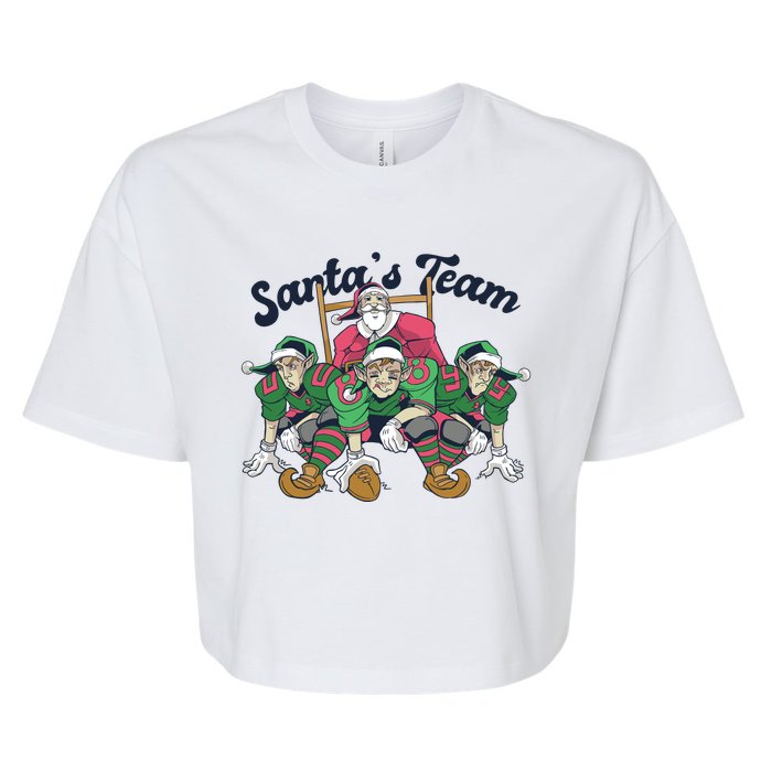 Santas Team Christmas Football Elf Team Bella+Canvas Jersey Crop Tee