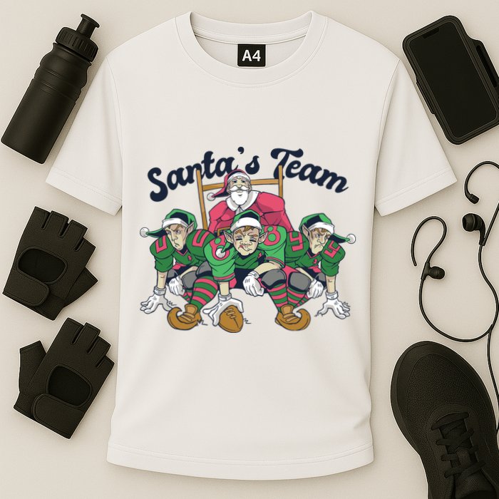 Santas Team Christmas Football Elf Team Cooling Performance Crew T-Shirt