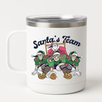 Santas Team Christmas Football Elf Team 12 oz Stainless Steel Tumbler Cup