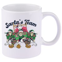 Santas Team Christmas Football Elf Team 11oz C Handle Ceramic Mug