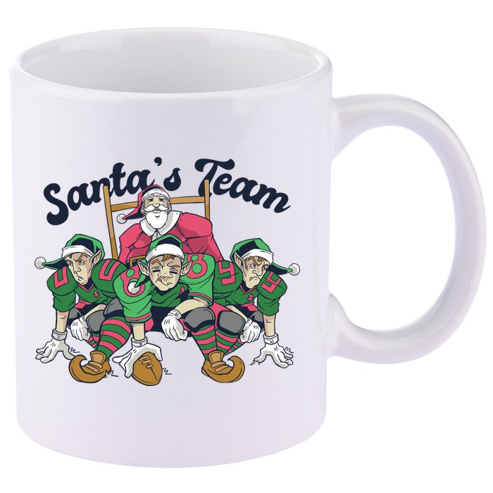 Santas Team Christmas Football Elf Team 11oz C Handle Ceramic Mug