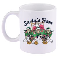 Santas Team Christmas Football Elf Team 11oz C Handle Ceramic Mug