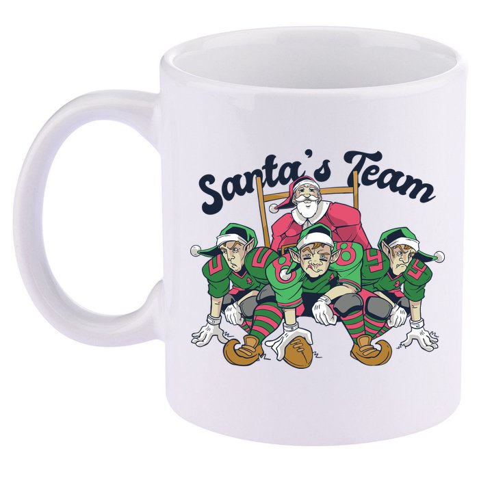 Santas Team Christmas Football Elf Team 11oz C Handle Ceramic Mug