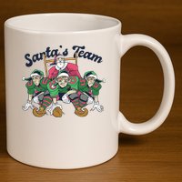 Santas Team Christmas Football Elf Team 11oz C Handle Ceramic Mug