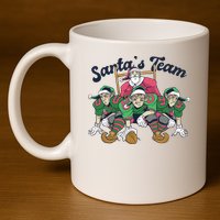 Santas Team Christmas Football Elf Team 11oz C Handle Ceramic Mug