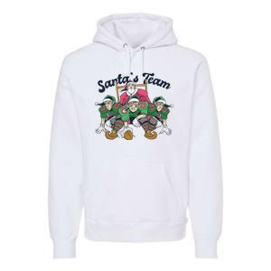 Santas Team Christmas Football Elf Team Premium Hoodie