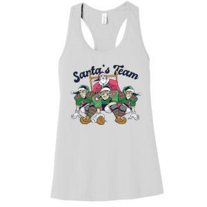 Santas Team Christmas Football Elf Team Women's Racerback Tank