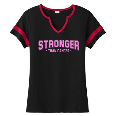 Stronger Than Cancer Breast Cancer Awareness Ladies Halftime Notch Neck Tee