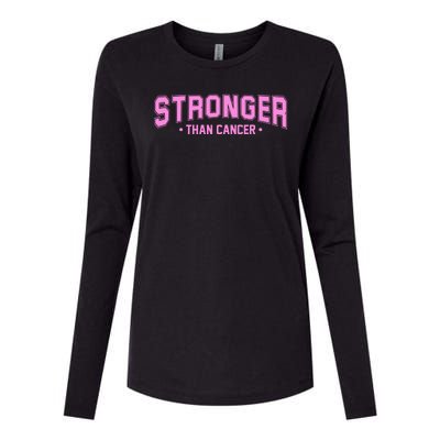 Stronger Than Cancer Breast Cancer Awareness Womens Cotton Relaxed Long Sleeve T-Shirt