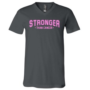 Stronger Than Cancer Breast Cancer Awareness V-Neck T-Shirt