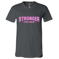 Stronger Than Cancer Breast Cancer Awareness V-Neck T-Shirt