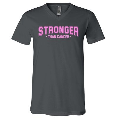 Stronger Than Cancer Breast Cancer Awareness V-Neck T-Shirt