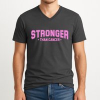 Stronger Than Cancer Breast Cancer Awareness V-Neck T-Shirt