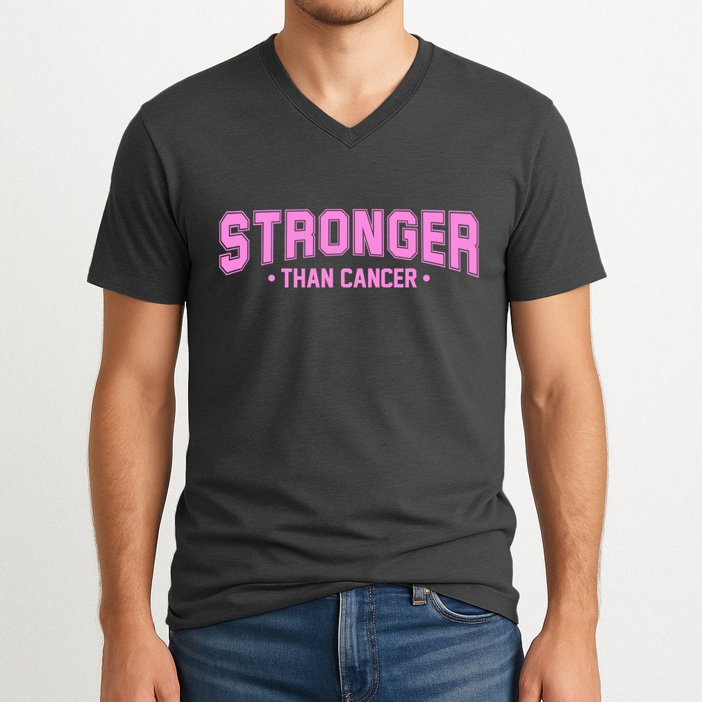 Stronger Than Cancer Breast Cancer Awareness V-Neck T-Shirt