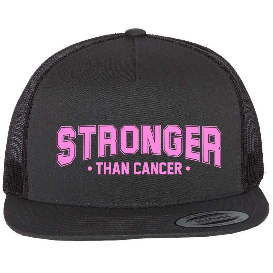 Stronger Than Cancer Breast Cancer Awareness Flat Bill Trucker Hat
