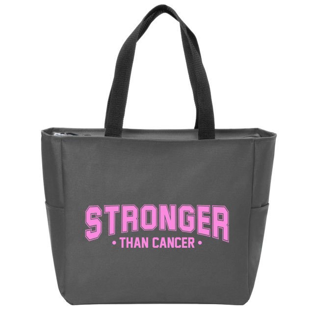 Stronger Than Cancer Breast Cancer Awareness Zip Tote Bag